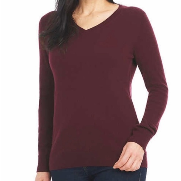 Hilary Radley Sweaters - Hilary Radley Cashmere Sweater,V-Neck Burgundy, Large
